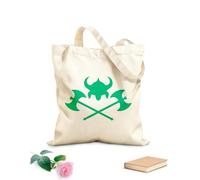AILOONG Cotton Canvas Shopping Bag Helmet Axes Viking Weapons Barbarian Warriors 340g/m² thick fabric Uses as a gift bag