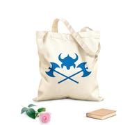AILOONG Cotton Canvas Shopping Bag Helmet Axes Viking Weapons Barbarian Warriors 340g/m² thick fabric Uses as a gift bag