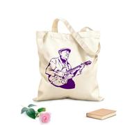 AILOONG Cotton Canvas Shopping Bag Jazz Blues Man Guitar Song Home 340g/m² thick fabric Uses as a gift bag