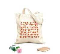 AILOONG Cotton Canvas Shopping Bag Karate Patterns Silhouette Martial Arts Gymnastics 340g/m² thick fabric Uses as a gift bag