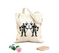 AILOONG Cotton Canvas Shopping Bag Knights Medieval Warrior Army Weapon 12 oz thick fabric Uses as a gift bag 25x30cm Small