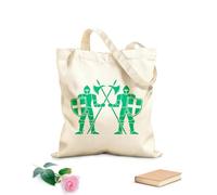 AILOONG Cotton Canvas Shopping Bag Knights Medieval Warrior Army Weapon 340g/m² thick fabric Uses as a gift bag