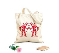 AILOONG Cotton Canvas Shopping Bag Knights Medieval Warrior Army Weapon 340g/m² thick fabric Uses as a gift bag
