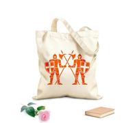AILOONG Cotton Canvas Shopping Bag Knights Medieval Warrior Army Weapon 340g/m² thick fabric Uses as a gift bag