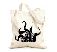 AILOONG Cotton Canvas Shopping Bag Kraken Monster Octopus Tentacles Horror Marine 12 oz thick fabric Uses as a gift bag 35x40cm Large