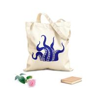AILOONG Cotton Canvas Shopping Bag Kraken Monster Octopus Tentacles Horror Marine 340g/m² thick fabric Uses as a gift bag