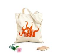 AILOONG Cotton Canvas Shopping Bag Kraken Monster Octopus Tentacles Horror Marine 340g/m² thick fabric Uses as a gift bag