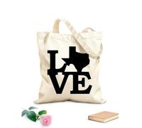 AILOONG Cotton Canvas Shopping Bag Love Texas Map Word Native USA State 12 oz thick fabric Uses as a gift bag 25x30cm Small