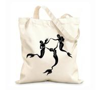 AILOONG Cotton Canvas Shopping Bag Mermaids Beautiful appeal Fantastic Creatures 12 oz thick fabric Uses as a gift bag 25x30cm Small