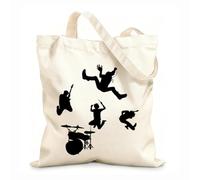 AILOONG Cotton Canvas Shopping Bag Music Band Jazz Rock Pop Musical Instrument 12 oz thick fabric Uses as a gift bag 25x30cm Small