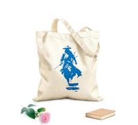 AILOONG Cotton Canvas Shopping Bag Samurai Warrior Silhouette Japanese Armor Katana 340g/m² thick fabric Uses as a gift bag