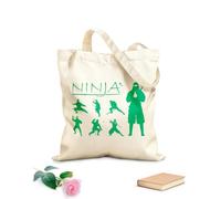 AILOONG Cotton Canvas Shopping Bag Set Of Ninja Silhouette Weapon Japanese Warrior 340g/m² thick fabric Uses as a gift bag