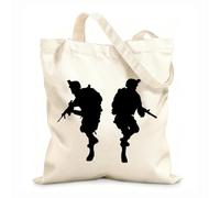 AILOONG Cotton Canvas Shopping Bag Soldiery Military War Weapon Army Warrior 12 oz thick fabric Uses as a gift bag 31x36cm Medium
