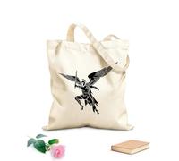AILOONG Cotton Canvas Shopping Bag Spartan Legionary Warrior With Wings Sword 12 oz thick fabric Uses as a gift bag 35x40cm Large