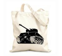 AILOONG Cotton Canvas Shopping Bag Tank Boys Military War Game 12 oz thick fabric Uses as a gift bag 31x36cm Medium