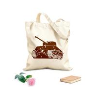 AILOONG Cotton Canvas Shopping Bag Tank Boys Military War Game 340g/m² thick fabric Uses as a gift bag