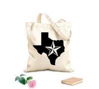 AILOONG Cotton Canvas Shopping Bag Texas Map Star The Lone Star US State 12 oz thick fabric Uses as a gift bag 25x30cm Small