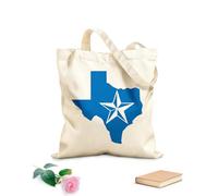 AILOONG Cotton Canvas Shopping Bag Texas Map Star The Lone Star US State 340g/m² thick fabric Uses as a gift bag