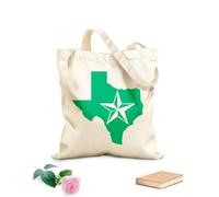 AILOONG Cotton Canvas Shopping Bag Texas Map Star The Lone Star US State 340g/m² thick fabric Uses as a gift bag