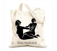 AILOONG Cotton Canvas Shopping Bag Thai Massage Salon Spa Therapy Health Care 12 oz thick fabric Uses as a gift bag 25x30cm Small