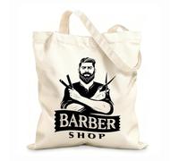AILOONG Cotton Canvas Shopping Bag Traditional Barber Shop Master Man's Hair Studio 12 oz thick fabric Uses as a gift bag 31x36cm Medium