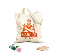 AILOONG Cotton Canvas Shopping Bag Traditional Barber Shop Master Man's Hair Studio 340g/m² thick fabric Uses as a gift bag
