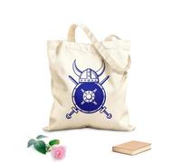 AILOONG Cotton Canvas Shopping Bag Viking Helmet Shield Scandinavian Warriors Symbol 340g/m² thick fabric Uses as a gift bag
