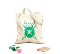 AILOONG Cotton Canvas Shopping Bag Viking Helmet Shield Scandinavian Warriors Symbol 340g/m² thick fabric Uses as a gift bag