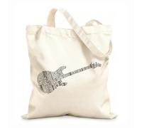 AILOONG Cotton Canvas Shopping Bag Word Clouds Music Notes Shape Guitar 12 oz thick fabric Uses as a gift bag 31x36cm Medium