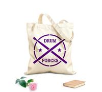 AILOONG Cotton Canvas Shopping Bag Words Drum Forces Drummer Music 340g/m² thick fabric Uses as a gift bag