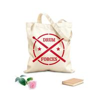 AILOONG Cotton Canvas Shopping Bag Words Drum Forces Drummer Music 340g/m² thick fabric Uses as a gift bag