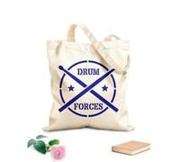 AILOONG Cotton Canvas Shopping Bag Words Drum Forces Drummer Music 340g/m² thick fabric Uses as a gift bag