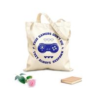 AILOONG Cotton Canvas Shopping Bag Words Game TRUE game Don't Die They Always Respawn 340g/m² thick fabric Uses as a gift bag