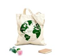 AILOONG Cotton Canvas Shopping Bag World Map Atlas Continents Africa Europe Noth America 340g/m² thick fabric Uses as a gift bag