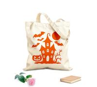 AILOONG Cotton Canvas Shoulder Bags A Halloween Ghost Bat Image 340g/m² thick fabric Uses as a tool bag
