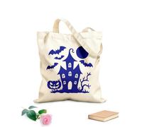 AILOONG Cotton Canvas Shoulder Bags A Halloween Ghost Bat Image 340g/m² thick fabric Uses as a tool bag