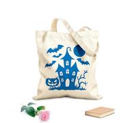 AILOONG Cotton Canvas Shoulder Bags A Halloween Ghost Bat Image 340g/m² thick fabric Uses as a tool bag