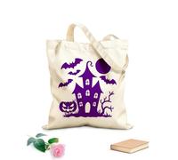 AILOONG Cotton Canvas Shoulder Bags A Halloween Ghost Bat Image 340g/m² thick fabric Uses as a tool bag