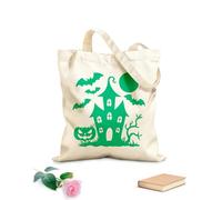 AILOONG Cotton Canvas Shoulder Bags A Halloween Ghost Bat Image 340g/m² thick fabric Uses as a tool bag
