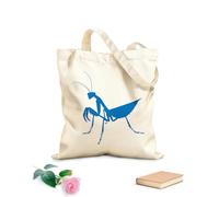 AILOONG Cotton Canvas Shoulder Bags A Silhouette Image Of Mantis Icon With White 340g/m² thick fabric Uses as a tool bag