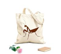 AILOONG Cotton Canvas Shoulder Bags A Silhouette Image Of Mantis Icon With White 340g/m² thick fabric Uses as a tool bag
