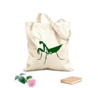 AILOONG Cotton Canvas Shoulder Bags A Silhouette Image Of Mantis Icon With White 340g/m² thick fabric Uses as a tool bag