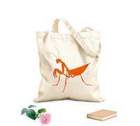 AILOONG Cotton Canvas Shoulder Bags A Silhouette Image Of Mantis Icon With White 340g/m² thick fabric Uses as a tool bag