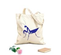 AILOONG Cotton Canvas Shoulder Bags A Silhouette Image Of Mantis Icon With White 340g/m² thick fabric Uses as a tool bag