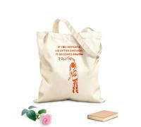 AILOONG Cotton Canvas Shoulder Bags Background text written by a little girl: If you repeat a lie often enough, it becomes the truth. Politics 340g/m² thick fabric Uses as a tool bag