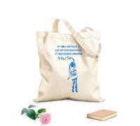 AILOONG Cotton Canvas Shoulder Bags Background text written by a little girl: If you repeat a lie often enough, it becomes the truth. Politics 340g/m² thick fabric Uses as a tool bag