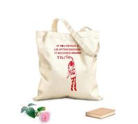 AILOONG Cotton Canvas Shoulder Bags Background text written by a little girl: If you repeat a lie often enough, it becomes the truth. Politics 340g/m² thick fabric Uses as a tool bag