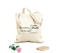 AILOONG Cotton Canvas Shoulder Bags Bible Verse Quotes Faith Scripture Biblical Christian Religious Church Phrase Family 340g/m² thick fabric Uses as a tool bag