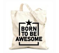AILOONG Cotton Canvas Shoulder Bags Born To Be Awesome 12 oz thick fabric Uses as a tool bag 25x30cm Small