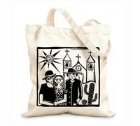 AILOONG Cotton Canvas Shoulder Bags Brazilian Northeast Cordel Wedding Black 12 oz thick fabric Uses as a tool bag 31x36cm Medium